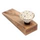 2 Pieces Cream & White Golden Checkerboard Ceramic Wooden Door Stopper